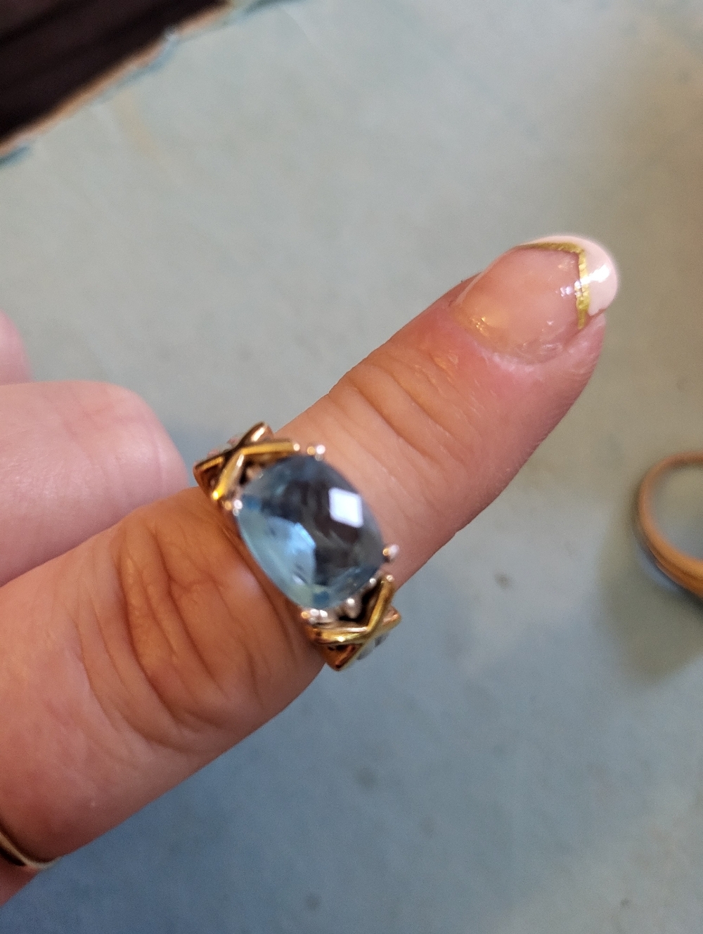 .925 Sky Blue Cushion Cut Topaz Ring sz 6.75 #1187-7500